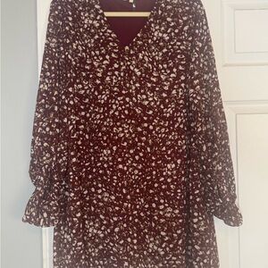 Entro Burgundy and White Mini Dress